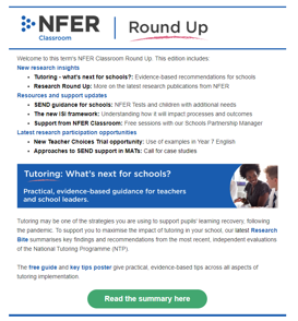NFER Classroom Round Up Newsletter